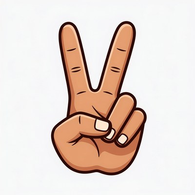 Cartoon Hand Making Peace Sign