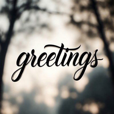 Greetings Text with Tree Silhouette