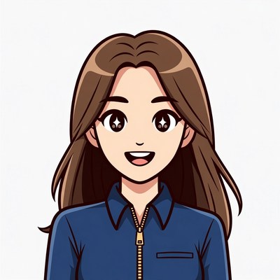 Anime girl smiling in blue jacket