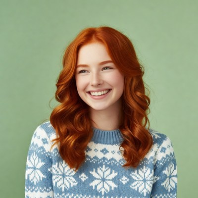 Smiling woman with red hair