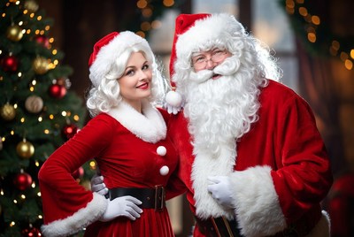 Santa Claus and Mrs. Claus posing together