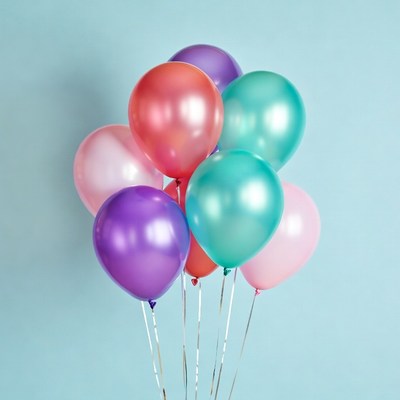Colorful Balloons on Blue Background