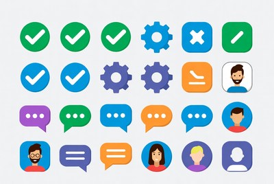 Colorful UI Icons Set with Avatars