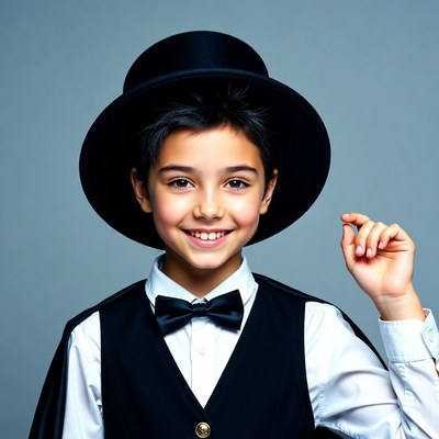 Boy in top hat and tuxedo