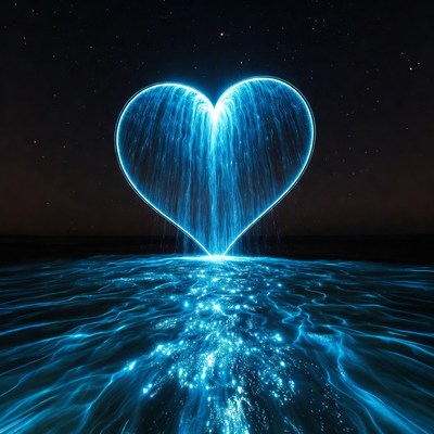 Glowing Blue Heart Light Painting