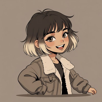 Anime girl with ombre bob haircut