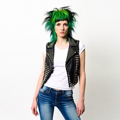 Woman with green punk hairstyle