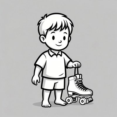 Boy holding roller skates