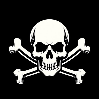 White Skull and Crossbones Symbol