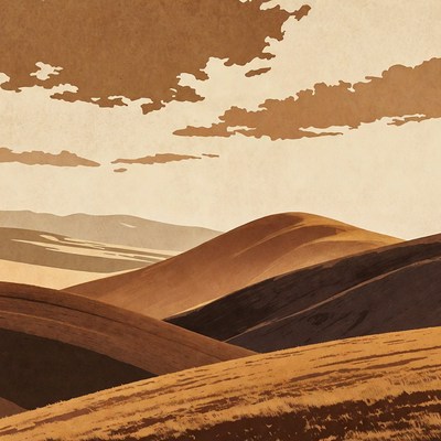 Brown Layered Mountains Under Clouds