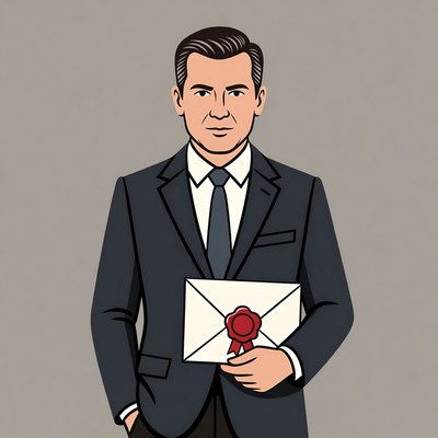 Man holding sealed envelope