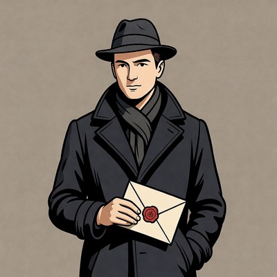 Man holding sealed letter in trench coat