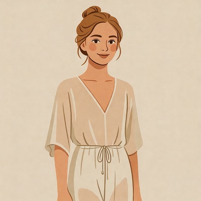 Woman in white dress illustration