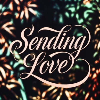 Sending Love Text with Floral Background