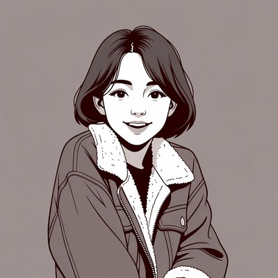 Smiling Asian girl in fur-lined jacket