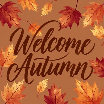 Welcome Autumn Leaves Illustration