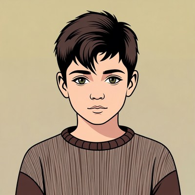 Cartoon boy with brown hair