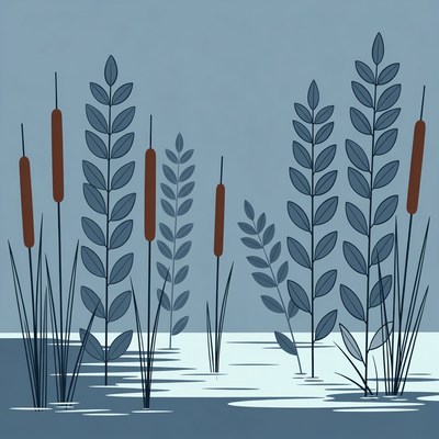 Reeds in Water Illustration