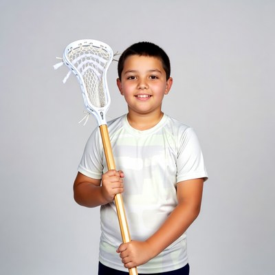 Boy holding lacrosse stick
