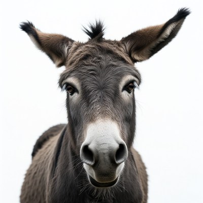 Donkey with long ears close-up