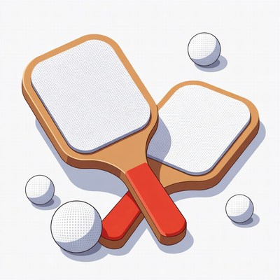 Crossed Paddleball Paddles and Balls