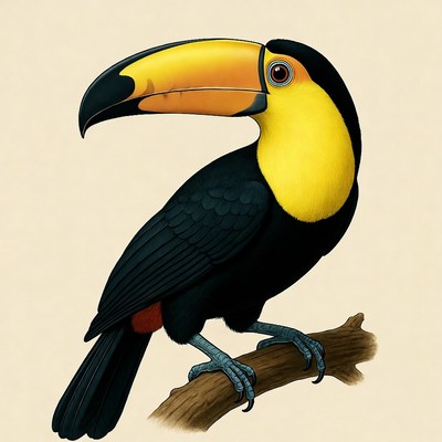 Toucan perched on branch