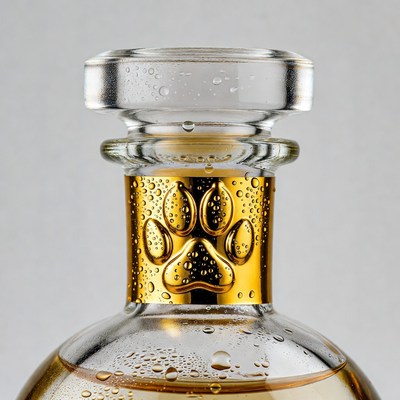 Whiskey Bottle with Golden Paw Print