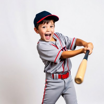 Boy swinging baseball bat