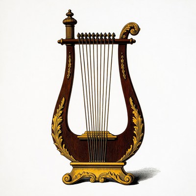 Ornate Golden Harp Illustration