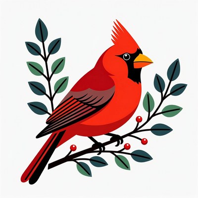 Red Cardinal Bird on Branch
