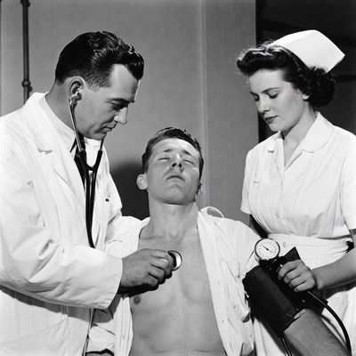 Doctor and Nurse Examining Patient