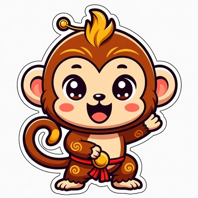 Cute cartoon monkey waving