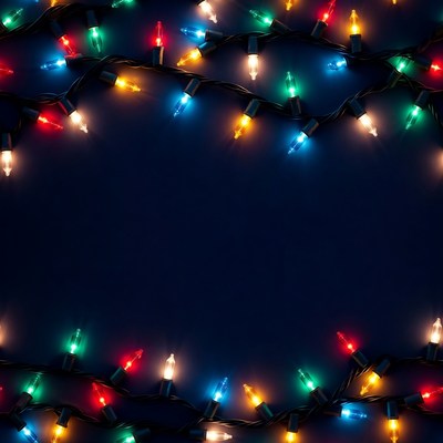 Colorful Christmas Lights on Dark Background
