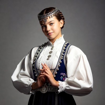 Girl in Norwegian folk dress