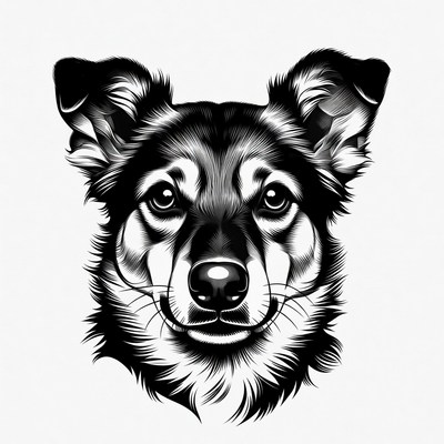 Black and white German Shepherd portrait