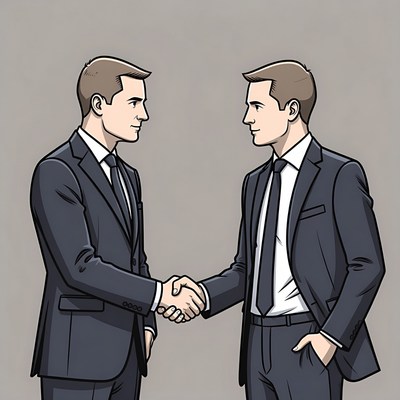 Two men shaking hands in suits