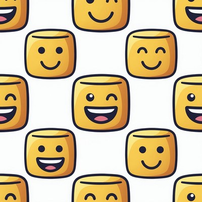 Smiling Yellow Cartoon Faces Pattern