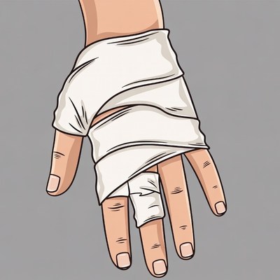Bandaged hand illustration