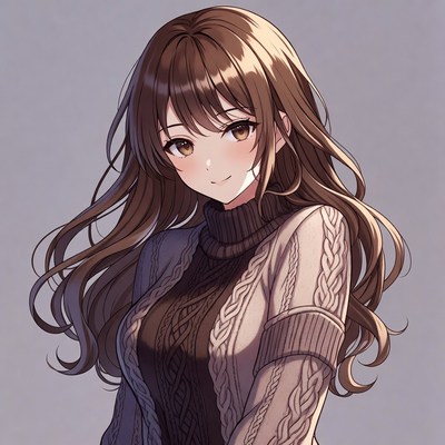 Anime girl in turtleneck sweater