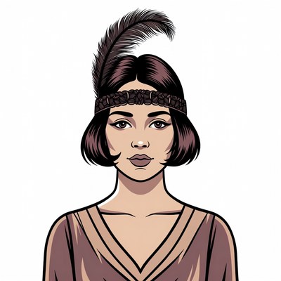 Flapper girl with feather headband