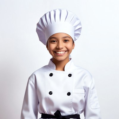 Asian girl in chef uniform