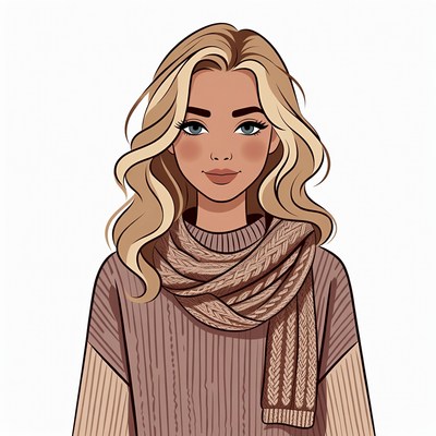 Blonde woman in sweater and scarf