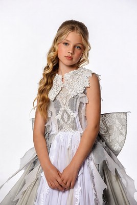 Blonde girl in lace fairy dress