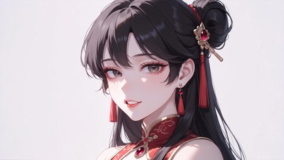Anime girl in red qipao