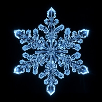 Glowing Blue Snowflake Crystal