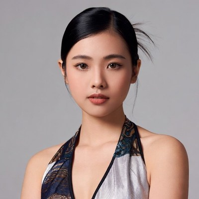 Asian woman in off-shoulder dress