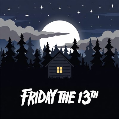 Friday the 13th Cabin in Moonlit Forest