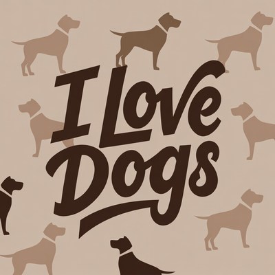 I Love Dogs with Silhouette Puppies