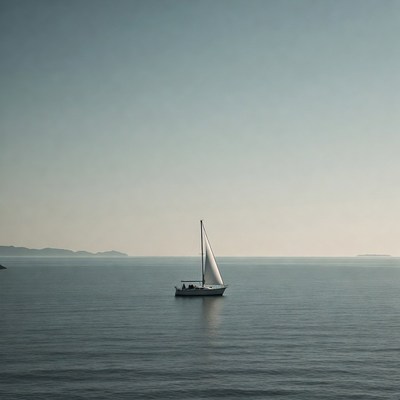 White sailboat on calm ocean