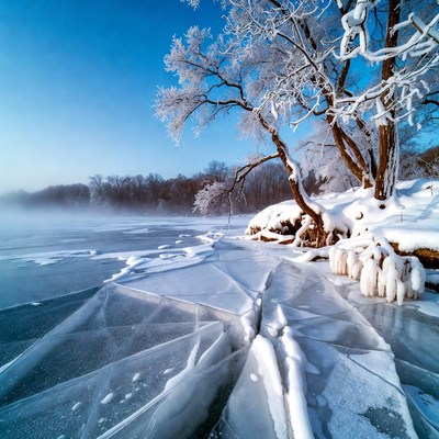 Frosty Trees by Cracked Ice Lake